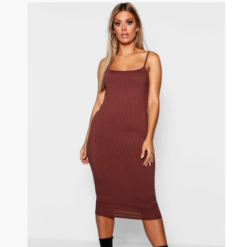 Boohoo Plus Jumbo Rib Midi Dress